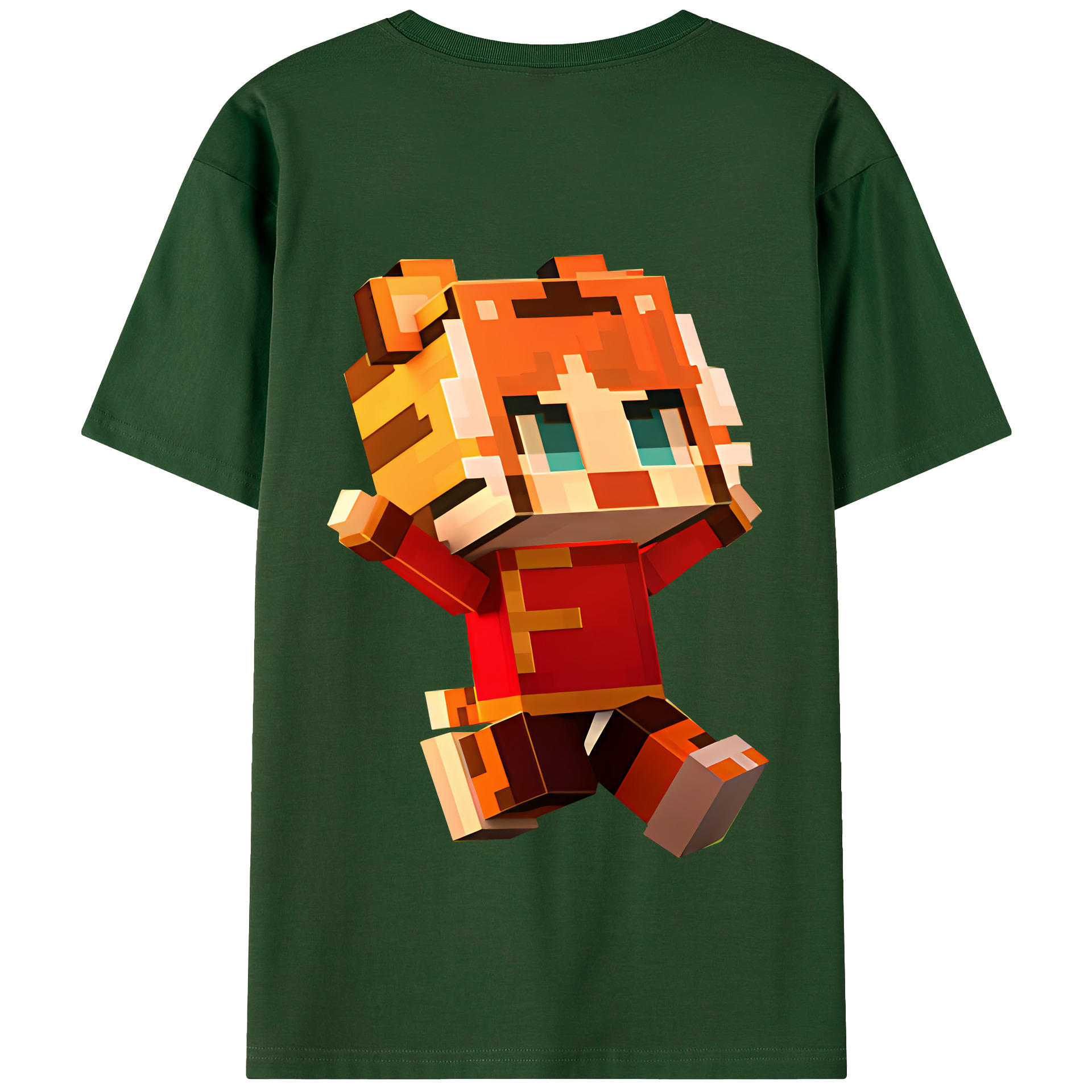 （画像用） マインクラフト ブロックの世界 Minecraft MC Block world 綿100％半袖Tシャツ（背面プリント）
